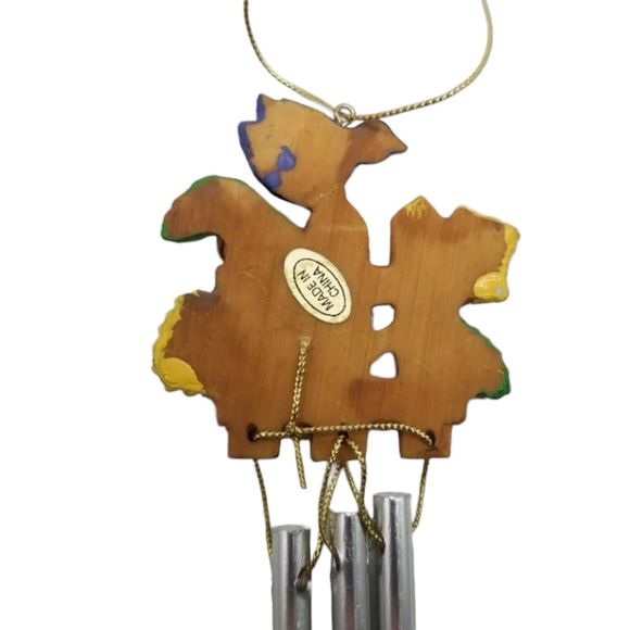 Wind Chimes Ceramic Blue Bird Brown Picket Fence Aluminum Rods Melody Home Decor - Picture 4 of 5